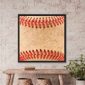 Obra de arte impresa en lienzo - Diseño de bate de béisbol para habitación de niño, con marco negro - Product Image 1