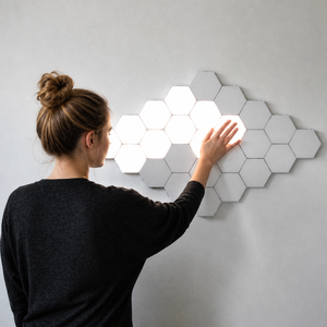 Vente en gros d'usine, lumière de nuit LED modulaire hexagonale en forme de nid d'abeille, minimaliste, DIY, sensible au toucher, écologique, en plastique, Quantum Light - Product Image 1