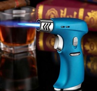 Chalumeau portatif en métal coupe-vent rechargeable au butane à haute température pour cigares, barbecue et cuisson, logo personnalisé, vente en gros