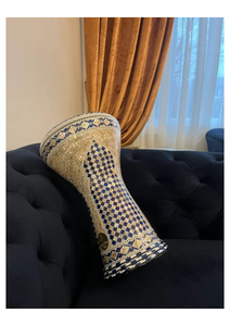 Darbuka Doumbek Gawharet El Fan de 17.5 pulgadas, tambor folclórico hecho a mano con incrustaciones de aluminio y nácar - Product Image 5