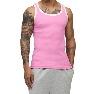 Sleeveless Solid Color Men Ribbed Material High Stretchy Quick Dry Longline Slim Fit Breathable Tank Top Summer Athletic Fit - Product Image 2