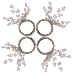 Los servilleteros de hierro antiguo de alta calidad con perlas agregan un toque romántico a las cenas Decoración de mesa impresionante para invitados - Product Image 1