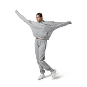 Chándal holgado de talla grande con logotipo personalizado unisex, conjunto de 2 piezas con logotipo impreso para mujer - Product Image 3