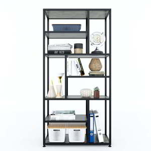 Étagère décorative modulaire en bois de caoutchouc de style design industriel KTB68069 avec structure en fer, autoportante, 75x32x150 (cm) - Product Image 5