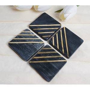 Sous-verres en marbre Taille personnalisée de luxe en pierre de marbre et incrustation de métal pour le thé ou le café au meilleur prix Sous-verres en marbre - Product Image 2