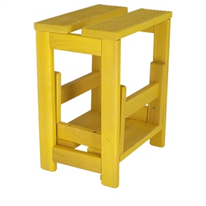 WELL HOME Taburete de madera de 2 escalones 32x23x40 cm acabado amarillo - Product Image 3