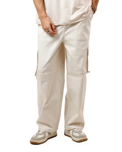 2025 <b>Men</b> <b>Jogger</b> Pants 100% Cotton Vintage 6-Pocket Baggy <b>Cargo</b> Track Pants Side Stripe Decoration Casual Wear Bottoms Logo Waist - Product Image 4