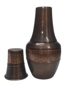 Pure Copper Bedside Carafe Flask <b>With</b> Tumbler for Ayurvedic Health Benefits Copper Material Hammered <b>Water</b> <b>Bottle</b> - Product Image 5