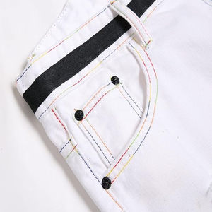 High quality Custom made <b>White</b>,Navy <b>Denim</b> <b>Shorts</b> Men's 100% Cotton Eco-Friendly Casual Distressed Style <b>Shorts</b> - Product Image 3