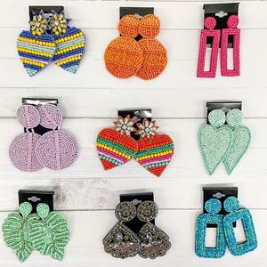 Boucles d'oreilles pendantes de luxe faites à la main en broderie perlée multicolore fantaisie pour femmes et filles élégantes nouveau beau design - Product Image 3