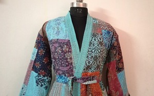 Patchwork Handmade Kantha Coat Kantha Quilted <b>Jacket</b>, Kantha Quilt Women Wear Bath Robe Comfortable for Winter Wear Women <b>Kimono</b> - Product Image 2