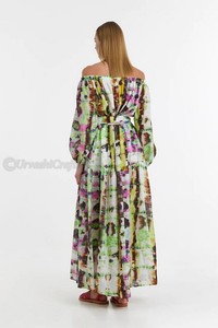 Vestido Maxi largo estampado para mujer, Mangas de globo con puños elásticos, Cinturón desmontable con borla, vestidos para mujer - Product Image 2