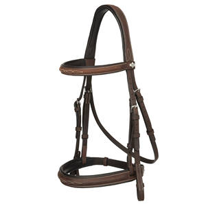 Bride polo pour chevaux Muserolle rembourrée souple Cuir durable Coupe confortable Entraînement équestre et équipement de performance de compétition - Product Image 3