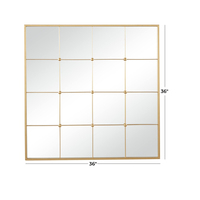 Best Selling Custom Designed Gold Metal Window Pane Inspired Wall Mirror Newly Arrival Living Room Decor with Glass Material