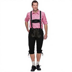 Costume de fêtard bavarois vintage de luxe pour homme, Lederhosen, avec bretelles et short, pour l'Oktoberfest et le carnaval, écologique, grandes tailles - Product Image 1