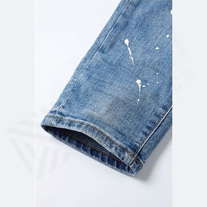 Pantalones Vaqueros de Mezclilla de Algodón de Alta Calidad al por Mayor, Estilo Urbano, Desgastados, Rotos, Ajustados, para Hombre, Color Personalizado al por Mayor - Product Image 6