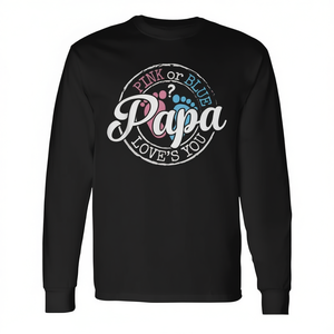 Gender Reveal Papa <b>Dad</b> <b>to</b> <b>Be</b> Long Sleeve T-Shirt Pink or Blue Baby Shower Promotional Shirt - Product Image 2