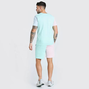 Camiseta de precio barato para hombre, conjunto de pantalones cortos, Camiseta cómoda y conjunto corto, logotipo personalizado, dos tonos de color, ropa deportiva, ropa de gimnasio, deportes - Product Image 2