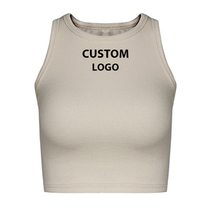 Chaleco en blanco personalizado de alta calidad de fábrica para mujer, camiseta sin mangas corta de fitness al aire libre cómoda de algodón acanalado para niñas, camiseta sin mangas personalizada - Product Image 1