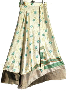 กระโปรงผ้าไหมส่าหรี2ชั้นลายดอกไม้สไตล์วินเทจป้องกันไฟฟ้าสถิตย์กระโปรงฮิปปี้ระบายอากาศได้ดี - Product Image 5