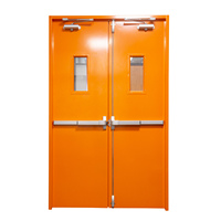 Porte coupe-feu en acier homologuée UL, résistance au feu 60-180 minutes, double porte en acier galvanisé avec revêtement en poudre pour usine et hôpital aux États-Unis