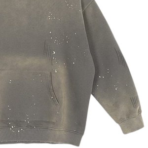 เสื้อมีฮู้ดสีเทาโอเวอร์ไซส์ผ้าคอตตอนโอเวอร์ไซส์เสื้อสเวตเชิ้ตมีฮู้ดแบบสวมหัวมีฮู้ดสำหรับทุกเพศโลโก้ออกแบบได้ตามต้องการ - Product Image 5