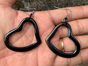 Pendientes de Aro de Cuerno de Búfalo Natural de Alta Calidad, Amor de Ángel, Ecológicos, Hechos a Mano, Rústicos, Modernos, Juego de Pendientes de Corazón - Product Image 2