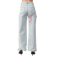 Pantalones de mezclilla elásticos de cintura alta 2025 para mujer, pantalones vaqueros holgados de carga informales, pantalones de moda de alta calidad con múltiples bolsillos, servicio OEM