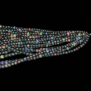 Perles rondes lisses en opale noire 4-6mm brin de pierres précieuses naturelles pour la fabrication de bijoux collier à faire soi-même Bracelet perles approvisionnement - Product Image 6