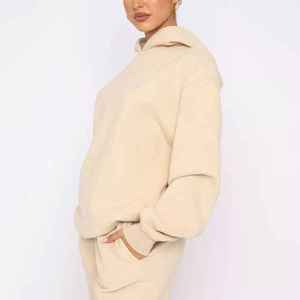 Custom Heavyweight Winter Streetwear <b>Drop</b> Shoulder Hooded Front Blank Hoodies Sweatpants Fleece Tracksuits Oversized Sweatsuit - Product Image 2