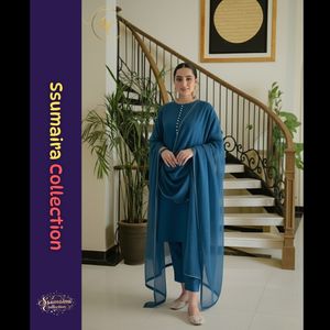 Ssumaira presenta elegante traje bordado de 3 piezas Salwar Kameez Dupatta | Ropa paquistaní festiva Anarkali - Product Image 4
