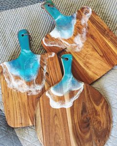 เขียงไม้สักทำจากเรซินอีพ็อกซี่ทำด้วยมือเขียงเรซินสำหรับเสิร์ฟอาหาร - Product Image 5