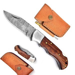 Cuchillo Plegable de Bolsillo de Acero de Damasco Hecho a Mano de Grado Industrial de Alta Calidad para Caza y Exteriores con Mango Personalizado, 1 Año de Garantía - Product Image 5