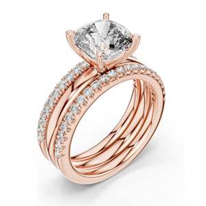 3.50 CT <b>Cushion</b> Cut Lab Diamond Bridal Ring Set for Women VVS-VS EF Clarity 18KT, 14KT, 10KT Gold & 925 Silver Rose, - Product Image 4