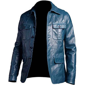 Chaqueta de Cuero Genuino Negra de Invierno para Hombre, Hecha a Medida, Elegante, Impermeable, Transpirable, Calidad Premium, Venta al Por Mayor OEM - Product Image 1