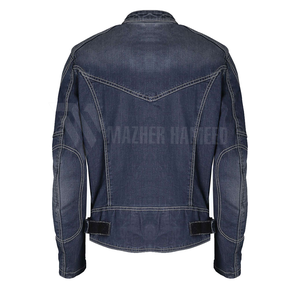 Veste en jean vierge pour hommes en gros Veste en jean à manches longues à fermeture éclair simple pour hommes - Product Image 4