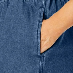 กางเกงขาสั้นผ้าฝ้าย100% สีกรมท่าสำหรับผู้หญิงกางเกงขาสั้นของ2025ผ้ายีนส์ขาสั้นสไตล์ตรงตามสั่ง - Product Image 5