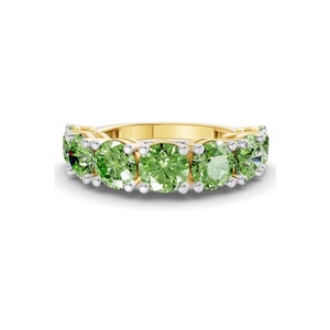 Anillo Redondo Verde Océano Refinado con Diamante Cultivado en Laboratorio de 1.00 Ct Tw, Oro Sólido de 14K, Color Verde Océano, Claridad VS, 7 Diamantes, Estilo Costero Moderno - Product Image 1