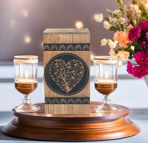 Crémation en bois de rose faite à la main pour cendres adultes Urnes funéraires en bois arbre de vie fabriquées à la main pour cendres humaines Homme et femme adultes - Product Image 4