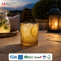 Verre à boire court LAKOTTO Nordic 320 ml en cristal orange à fossettes pour fêtes et événements, exportateur de verrerie, service de logo personnalisé