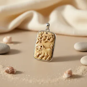 Colgante de Buey Tallado en Plata Vintage de Moda, Joyería Animal con Eslabones Dorados, Regalo para Ella con Opciones de Diamantes y Perlas en Forma de Cruz - Product Image 3