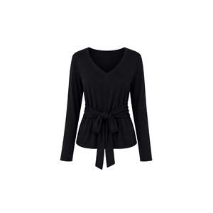 Blusa de punto fina con detalle Baglama - Negra - Negra - Product Image 3