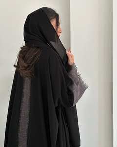 Abaya longue à manches longues en soie noire faite à la main, anti-rides, avec de belles broderies blanches, tenue de prière musulmane traditionnelle pour femmes adultes - Product Image 4