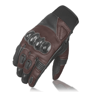 Gants thermiques d'été en cuir pour motards Marron foncé Gants de course automobile en cuir véritable pour hommes - Product Image 2