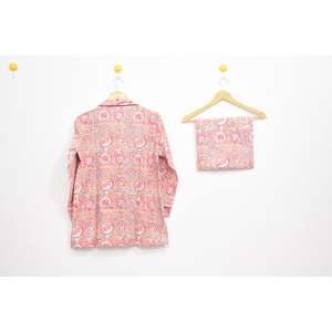 Best Selling Brown Floral Cotton <b>Pajama</b> Set Hand Block Print Nightwear <b>for</b> <b>Women</b> Lightweight <b>Summer</b> Lounge Set - Product Image 5