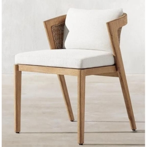 Chaise de salle à manger en bois de teck massif avec corde - Product Image 1