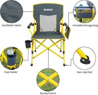 Chaise de camping moderne pour adultes, supportant jusqu'à 350 lb, dossier en maille respirante, accoudoirs en acier inoxydable, porte-gobelet, sac de transport portable