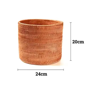 Matériau durable bonne caractéristique, panier supérieur durable fait à la main en usine pour le rangement panier rond en rotin fabriqué au Vietnam