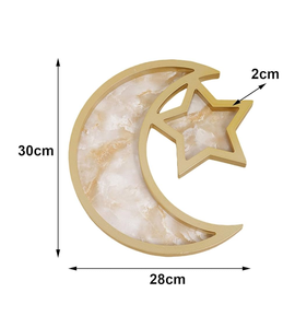 Produit phare Plateau à chocolat en bois naturel en forme de croissant de lune et d'étoile pour la saison des fêtes du Ramadan et de l'Aïd 2025 en provenance d'Inde - Product Image 1