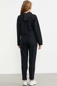 Nouvel ensemble décontracté streetwear pour femme, en molleton 100 % coton, écologique, avec cordon de serrage, couleur unie, idéal pour l'hiver - Product Image 2